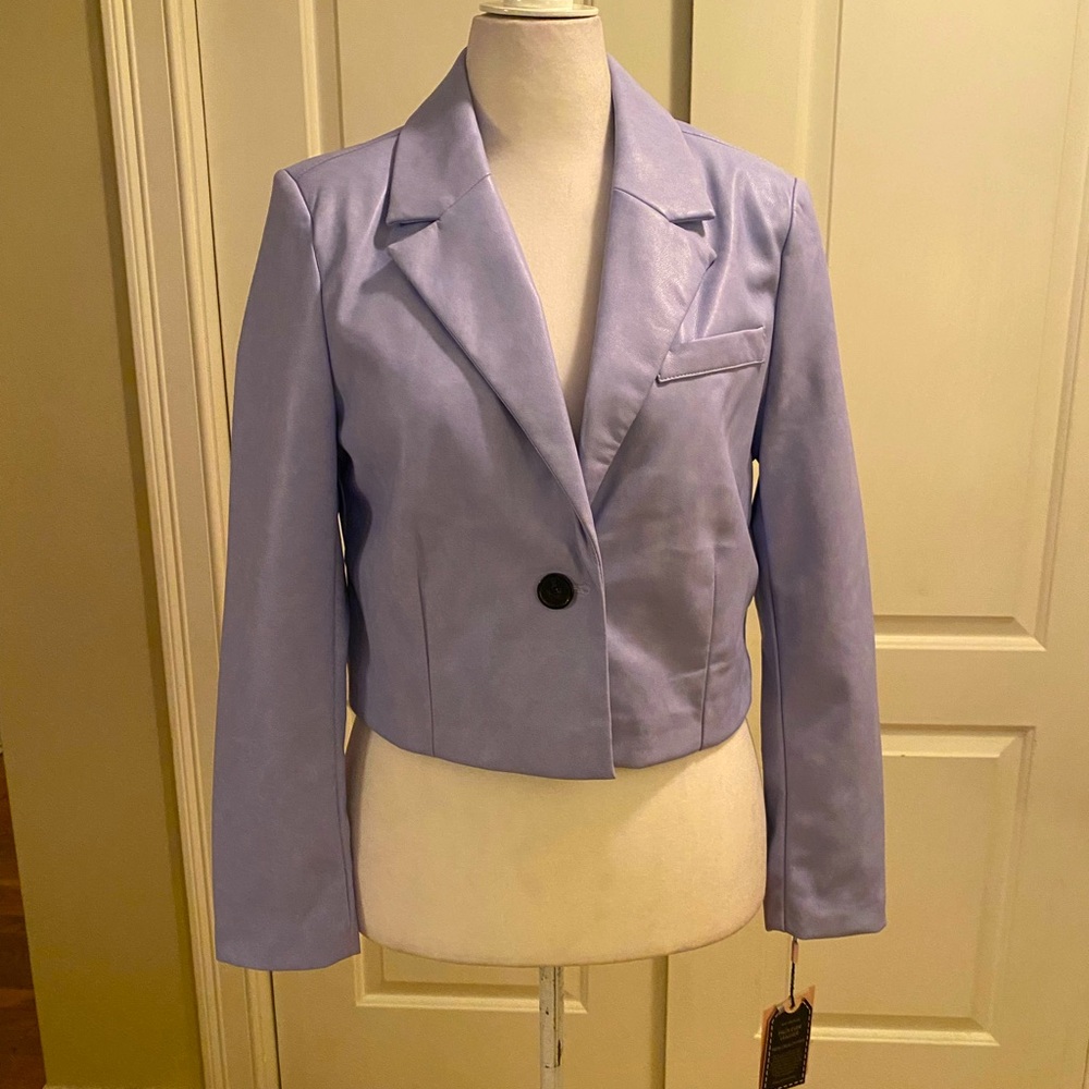 Avec Les Filles Lavender Cropped Faux Leather Jacket 💜